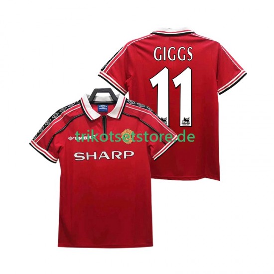 Manchester United GIGGS 11 Retro 1998 1999 Herren Trikot Heim Kurzarm