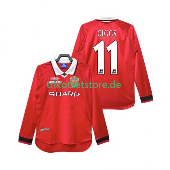 Manchester United Giggs 11 Retro 1999 2000 Herren Trikot Heim Langarm