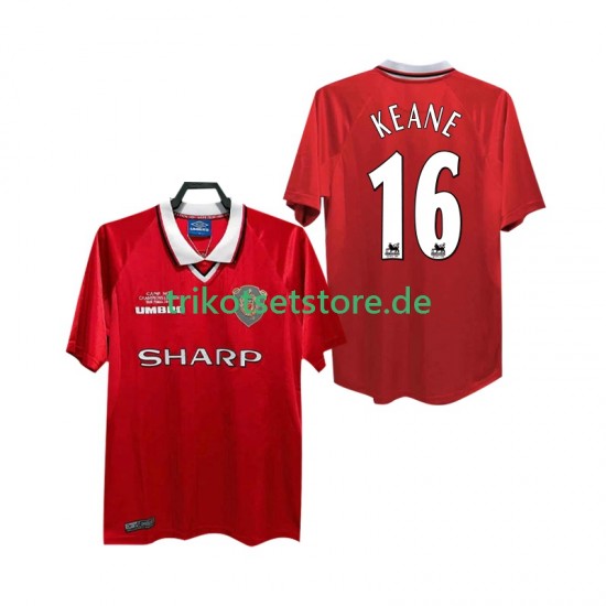 Manchester United Keane 16 Retro 1999 2000 Herren Trikot Heim Kurzarm
