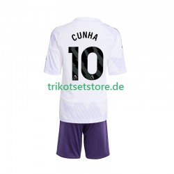 Manchester United Matheus Cunha 10 2025-2026 Kinder Trikotset Auswärts Kurzarm