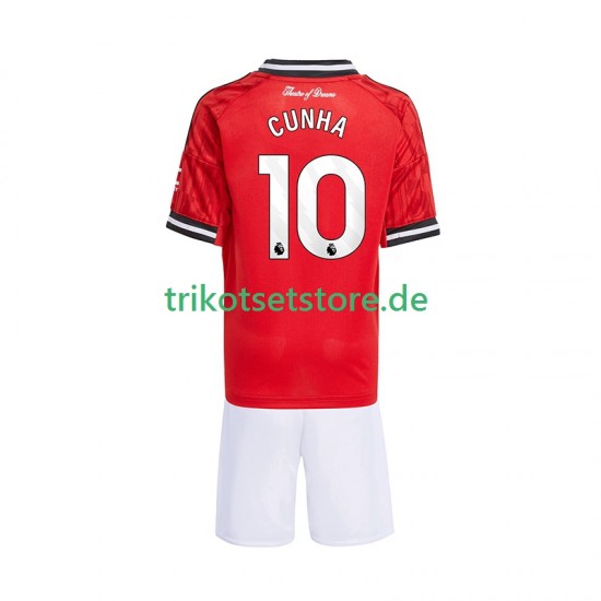 Manchester United Matheus Cunha 10 2025-2026 Kinder Trikotset Heim Kurzarm