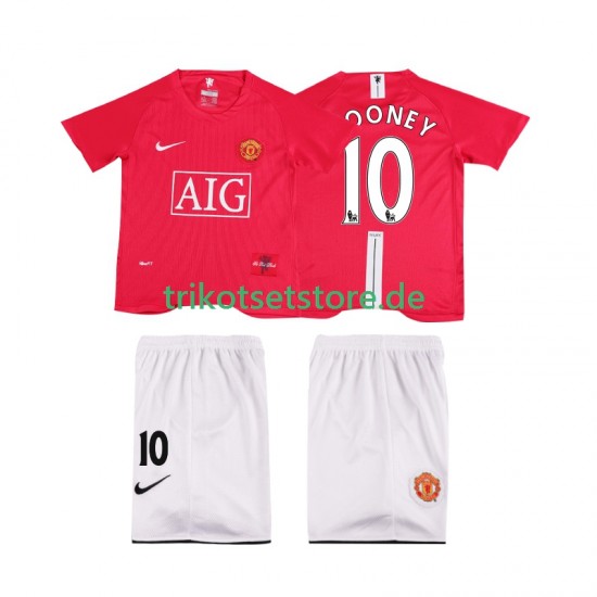 Manchester United ROONEY 10 Retro Premier League 2007 2008 Kinder Trikotset Heim Kurzarm