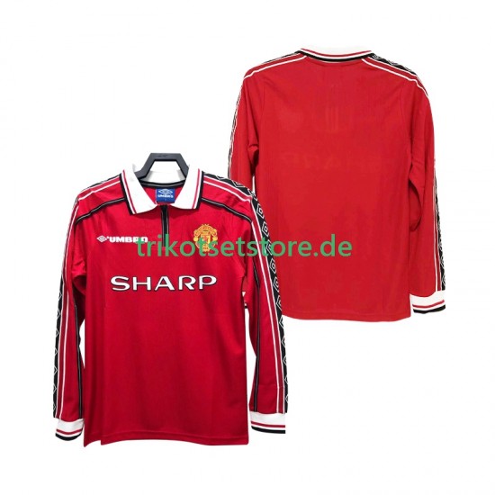 Manchester United Retro 1998 1999 Herren Trikot Heim Langarm