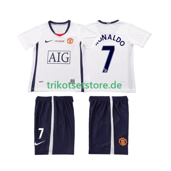 Manchester United Ronaldo 7 Retro Champions League 2008 2009 Kinder Trikotset Auswärts Kurzarm