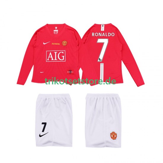 Manchester United Ronaldo 7 Retro Premier League 2008 2009 Kinder Trikotset Heim Langarm