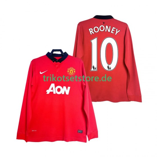 Manchester United Rooney 10 Retro 2013 2014 Herren Trikot Heim Langarm