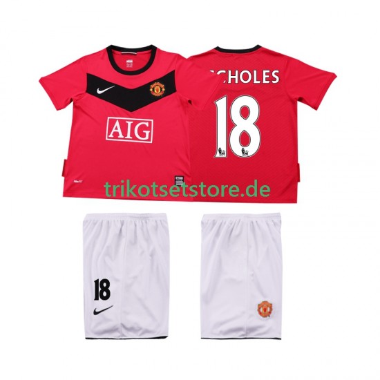 Manchester United SCHOLES 18 Retro 2009 2010 Kinder Trikotset Heim Kurzarm