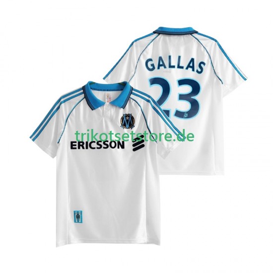 Olympique Marseille Gallas 23 Retro 1998 1999 Herren Trikot Heim Kurzarm