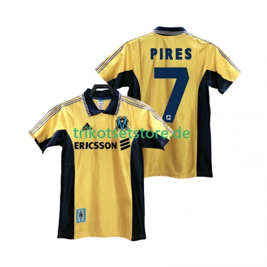 Olympique Marseille PIRES 7 Retro 1998 1999 Herren Trikot Ausweich Kurzarm