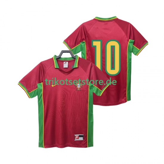 Portugal 10 Retro 1998 Herren Trikot Heim Kurzarm