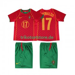 Portugal Cristiano Ronaldo 17 Retro 2004 Kinder Trikotset Heim Kurzarm