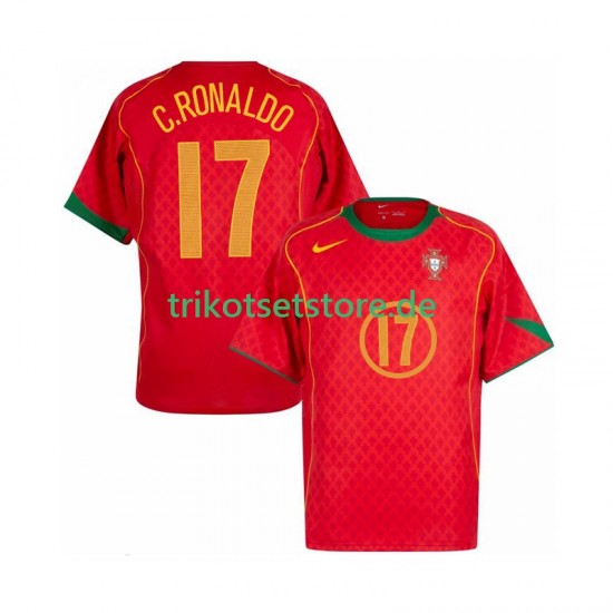 Portugal Cristiano Ronaldo 17 Retro 2004 Herren Trikot Heim Kurzarm