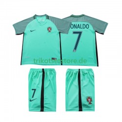 Portugal Cristiano Ronaldo 7 Retro 2016 Kinder Trikotset Auswärts Kurzarm