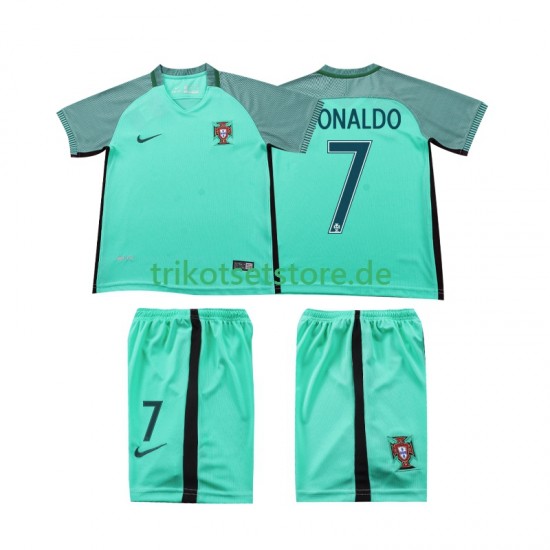Portugal Cristiano Ronaldo 7 Retro 2016 Kinder Trikotset Auswärts Kurzarm