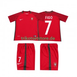 Portugal Retro FIGO 7 2016 Kinder Trikotset Heim Kurzarm