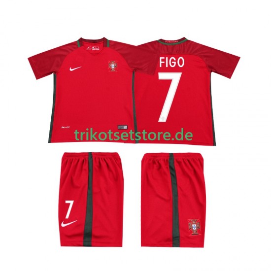 Portugal Retro FIGO 7 2016 Kinder Trikotset Heim Kurzarm
