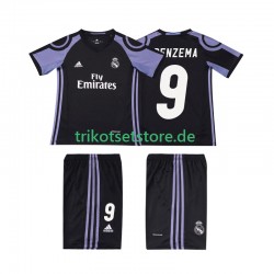 Real Madrid BENZEMA 9 Retro 2016 2017 Kinder Trikotset Ausweich Kurzarm