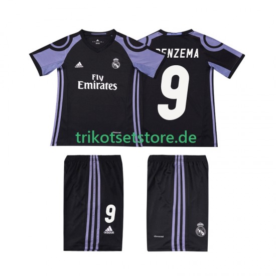 Real Madrid BENZEMA 9 Retro 2016 2017 Kinder Trikotset Ausweich Kurzarm