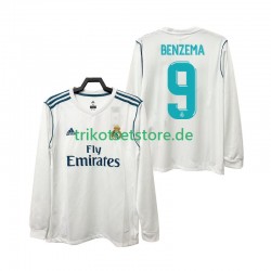 Real Madrid BENZEMA 9 Retro 2017 2018 Herren Trikot Heim Langarm