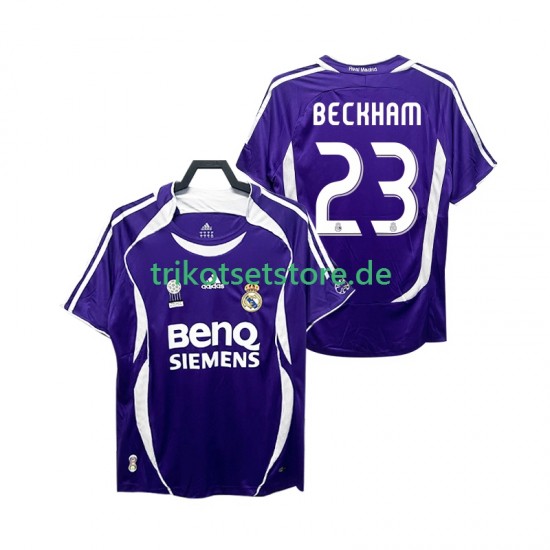 Real Madrid Beckham 23 Retro 2006 2007 Herren Trikot Auswärts Kurzarm