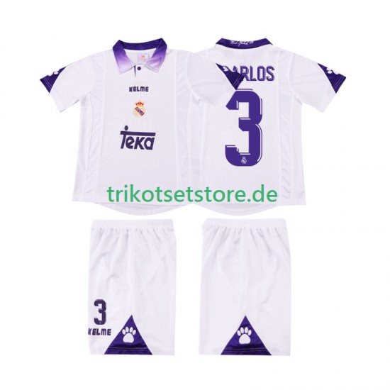 Real Madrid R CARLOS 3 Retro 1997 1998 Kinder Trikotset Heim Kurzarm