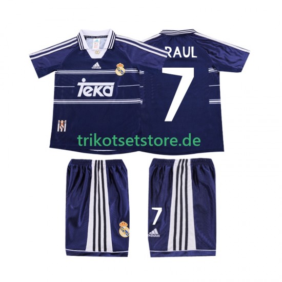 Real Madrid RAUL 7 Retro 1998 1999 Kinder Trikotset Auswärts Kurzarm