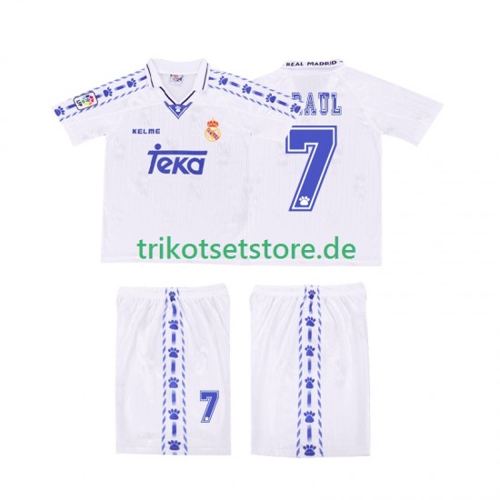 Real Madrid RAUL 7 Retro 1996 1997 Kinder Trikotset Heim Kurzarm