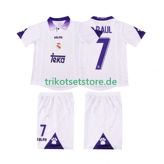 Real Madrid RAUL 7 Retro 1997 1998 Kinder Trikotset Heim Kurzarm