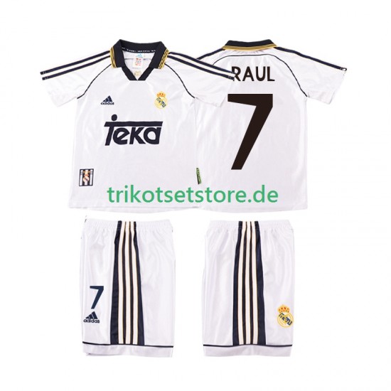 Real Madrid RAUL 7 Retro 1998 2000 Kinder Trikotset Heim Kurzarm