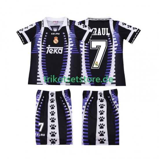 Real Madrid RAUL 7 Retro 1997 1998 Kinder Trikotset Ausweich Kurzarm
