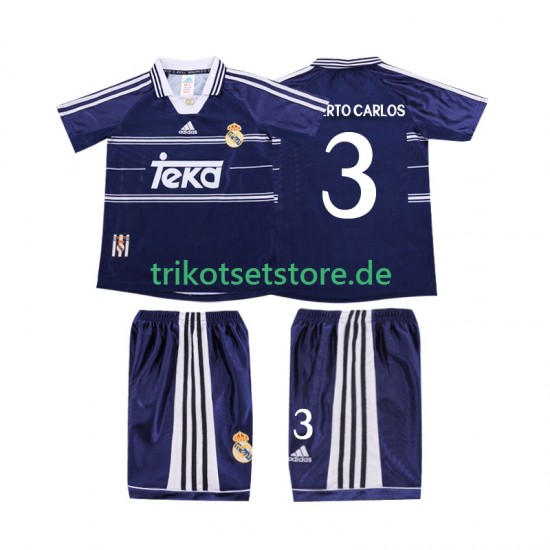 Real Madrid ROBERTO CARLOS 3 Retro 1998 1999 Kinder Trikotset Auswärts Kurzarm