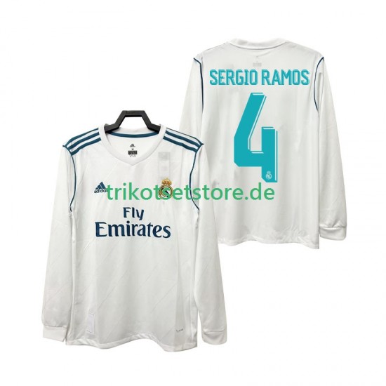 Real Madrid SERGIO RAMOS 4 Retro 2017 2018 Herren Trikot Heim Langarm