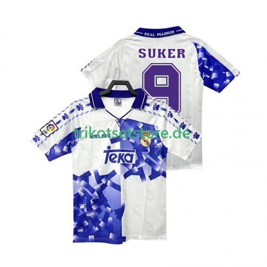 Real Madrid SUKER 9 Retro 1996 1997 Herren Trikot Ausweich Kurzarm