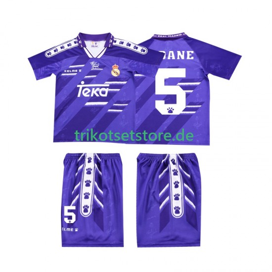 Real Madrid ZIDANE 5 Retro 1994 1996 Kinder Trikotset Auswärts Kurzarm