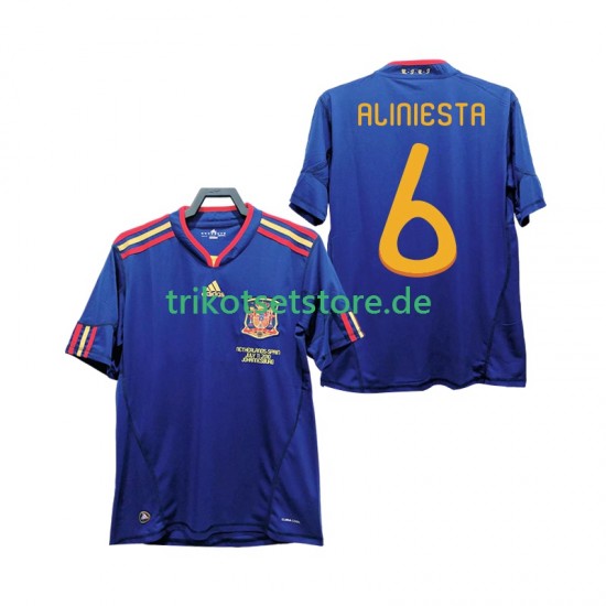 Spanien Andres Iniesta 6 Retro 2010 Herren Trikot Auswärts Kurzarm