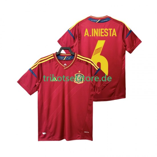 Spanien Andres Iniesta 6 Retro 2012 Herren Trikot Heim Kurzarm