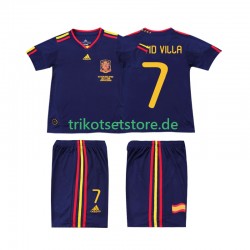 Spanien DAVID VILLA 7 Retro 2010 Kinder Trikotset Auswärts Kurzarm