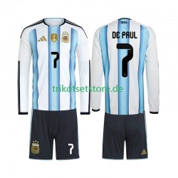 Argentinien Rodrigo De Paul 7 World Cup 2026 Kinder Trikotset Heim Langarm