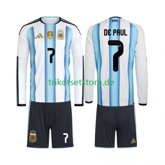 Argentinien Rodrigo De Paul 7 World Cup 2026 Kinder Trikotset Heim Langarm