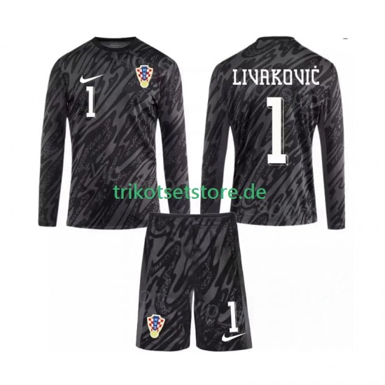 Kroatien Torwart DOMINIK LIVAKOVIC 1 2024 Kinder Trikotset Ausweich Langarm