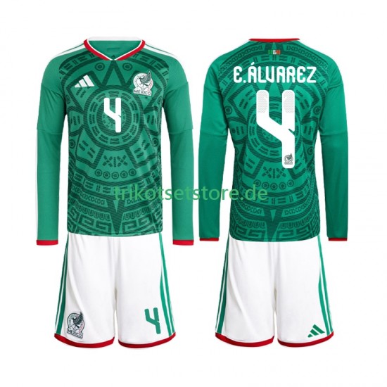 Mexiko Edson Alvarez 4 World Cup 2026 Kinder Trikotset Heim Langarm