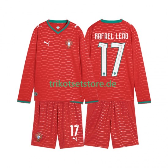 Portugal Rafael Leao 17 World Cup 2026 Kinder Trikotset Heim Langarm