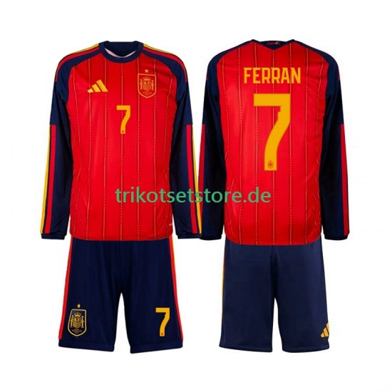 Spanien Ferran Torres 7 World Cup 2026 Kinder Trikotset Heim Langarm