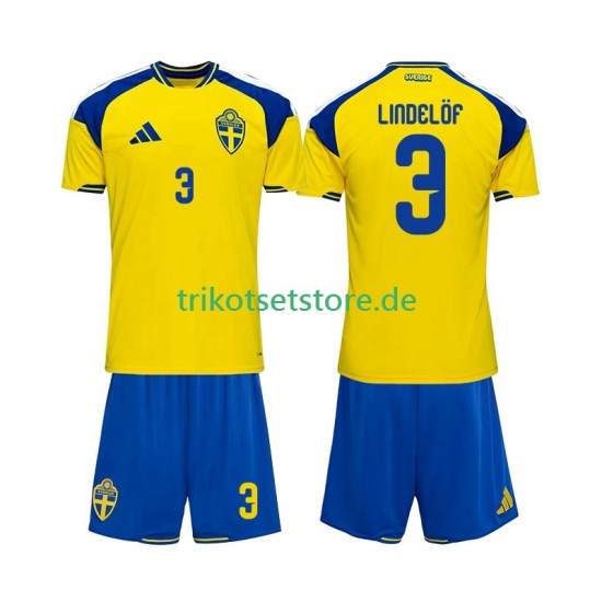 Schweden Victor Lindelof 3 2026 Kinder Trikotset Heim Kurzarm