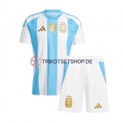 Argentinien Copa America 2024 Kinder Trikotset Heim Blau Weiß Kurzarm