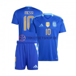 Argentinien Lionel Messi 10 Copa America 2024 Kinder Trikotset Auswärts Blau Kurzarm