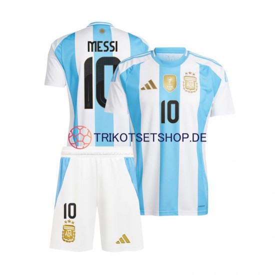 Argentinien Lionel Messi 10 Copa America 2024 Kinder Trikotset Heim Blau Weiß Kurzarm