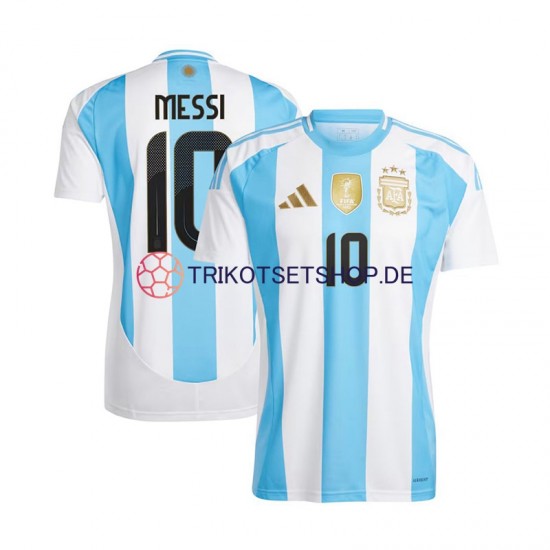 Argentinien Lionel Messi 10 Copa America 2024 Herren Trikot Heim Blau Weiß Kurzarm
