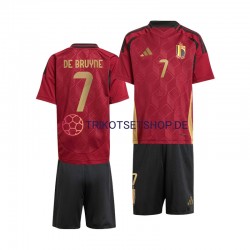 Belgien De Bruyne 7 Euro 2024 Kinder Trikotset Heim Rot Kurzarm