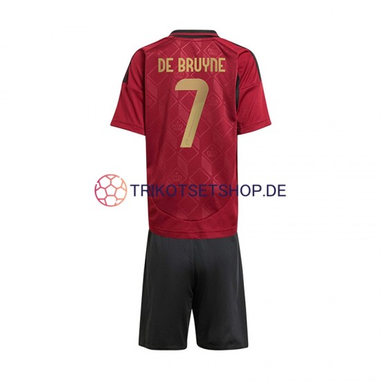Belgien De Bruyne 7 Euro 2024 Kinder Trikotset Heim Rot Kurzarm